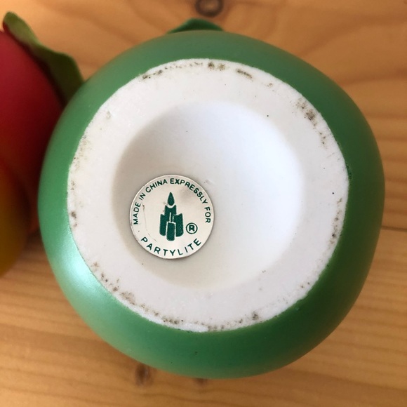 PartyLite Fruit-Shaped Candle Holders Tealight Votive Decor Green Red/Orange - Picture 2 of 3